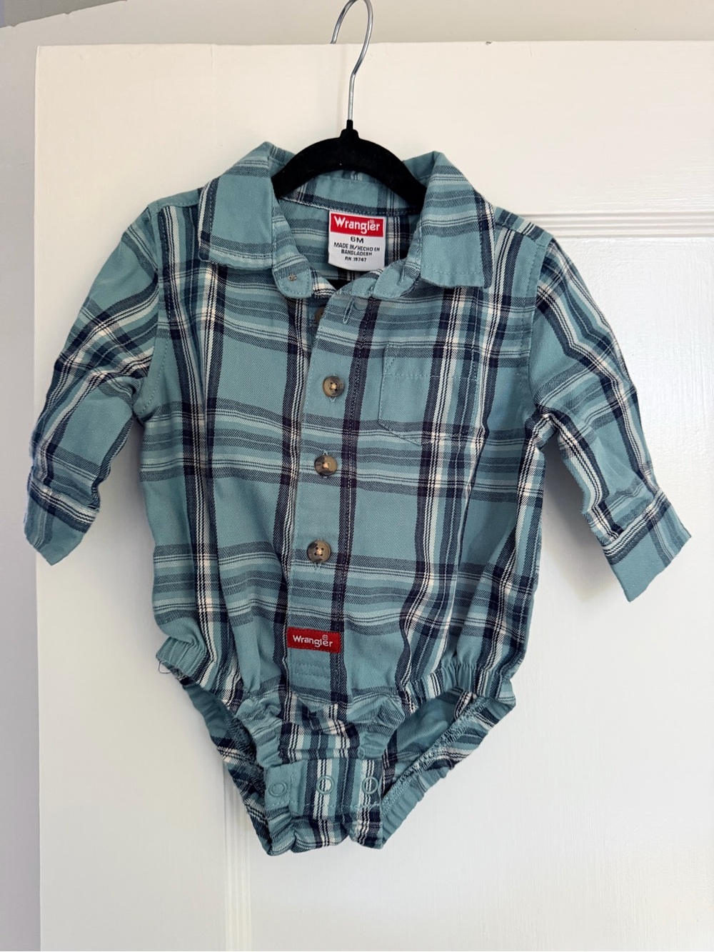 Wrangler Plaid Button-Down Baby One-Piece
